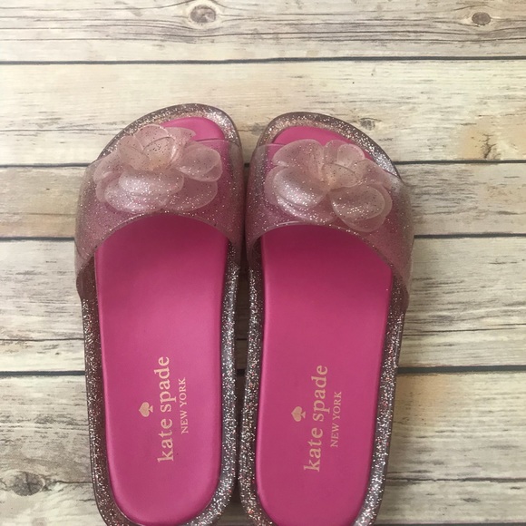 Kate Spade Pink glitter jelly slides sandals Sz 6 - Picture 6 of 8